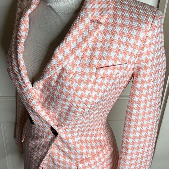 ASOS DESIGN Pink Dogstooth Suit Blazer Size 0 - Picture 3 of 6